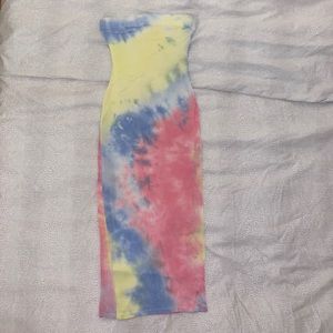 Black Bead tie-dye Strapless tube dress (new)